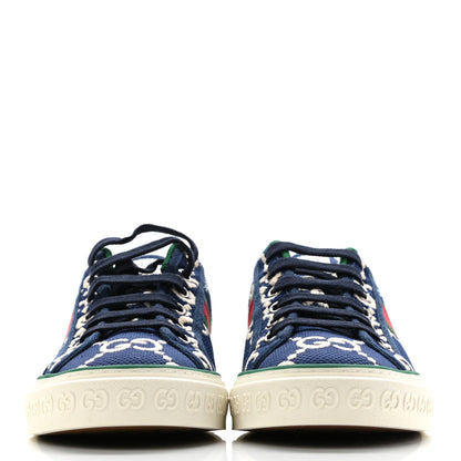 Gucci Cotton GG Monogram Web Womens 1977 Tennis Sneakers 36.5 Ink Ivory Blue 2 of 7