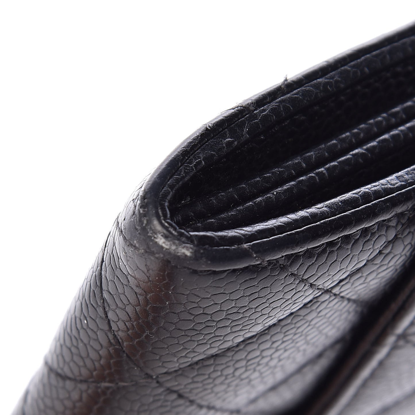 Caviar Quilted Large Gusset Flap Wallet Black