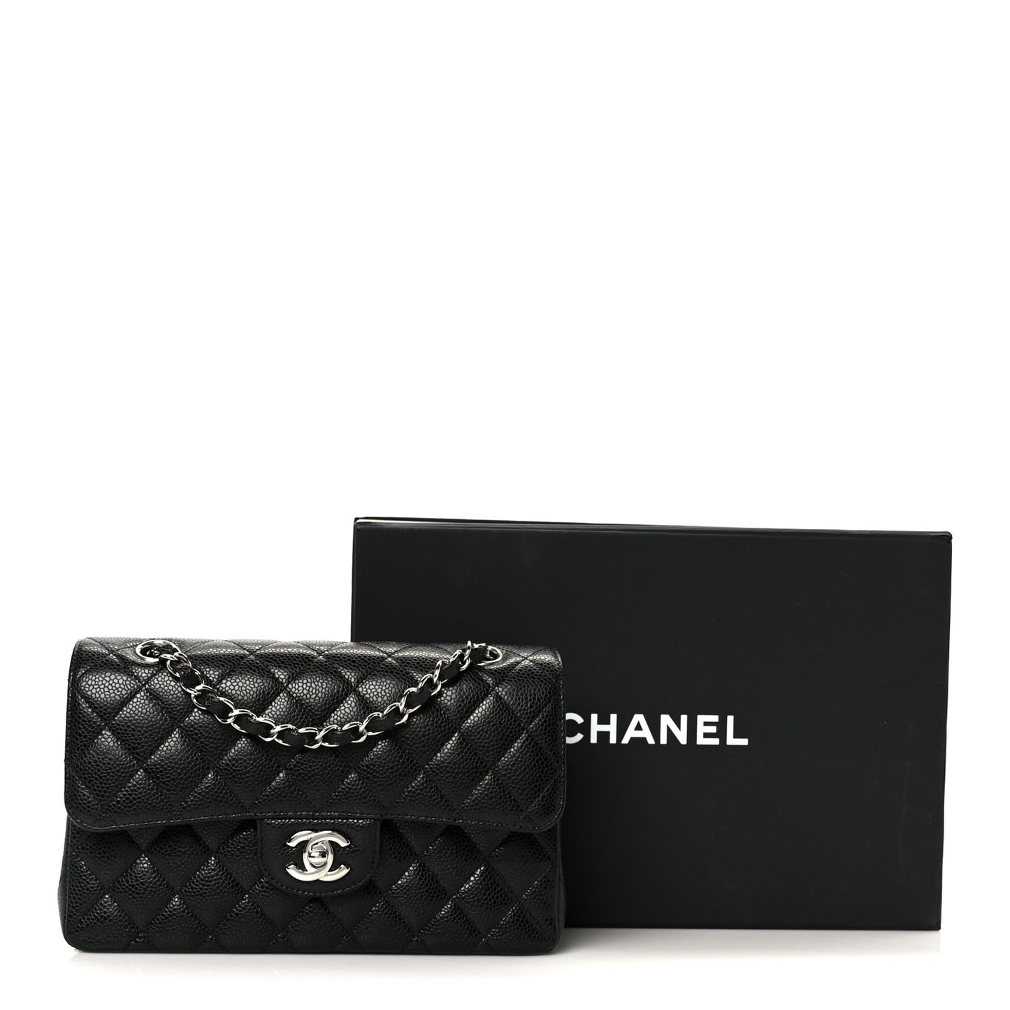 Caviar Quilted Small Double Flap Black