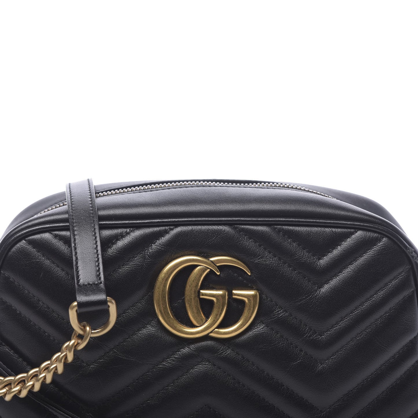 Calfskin Matelasse Small GG Marmont Chain Shoulder Bag Black