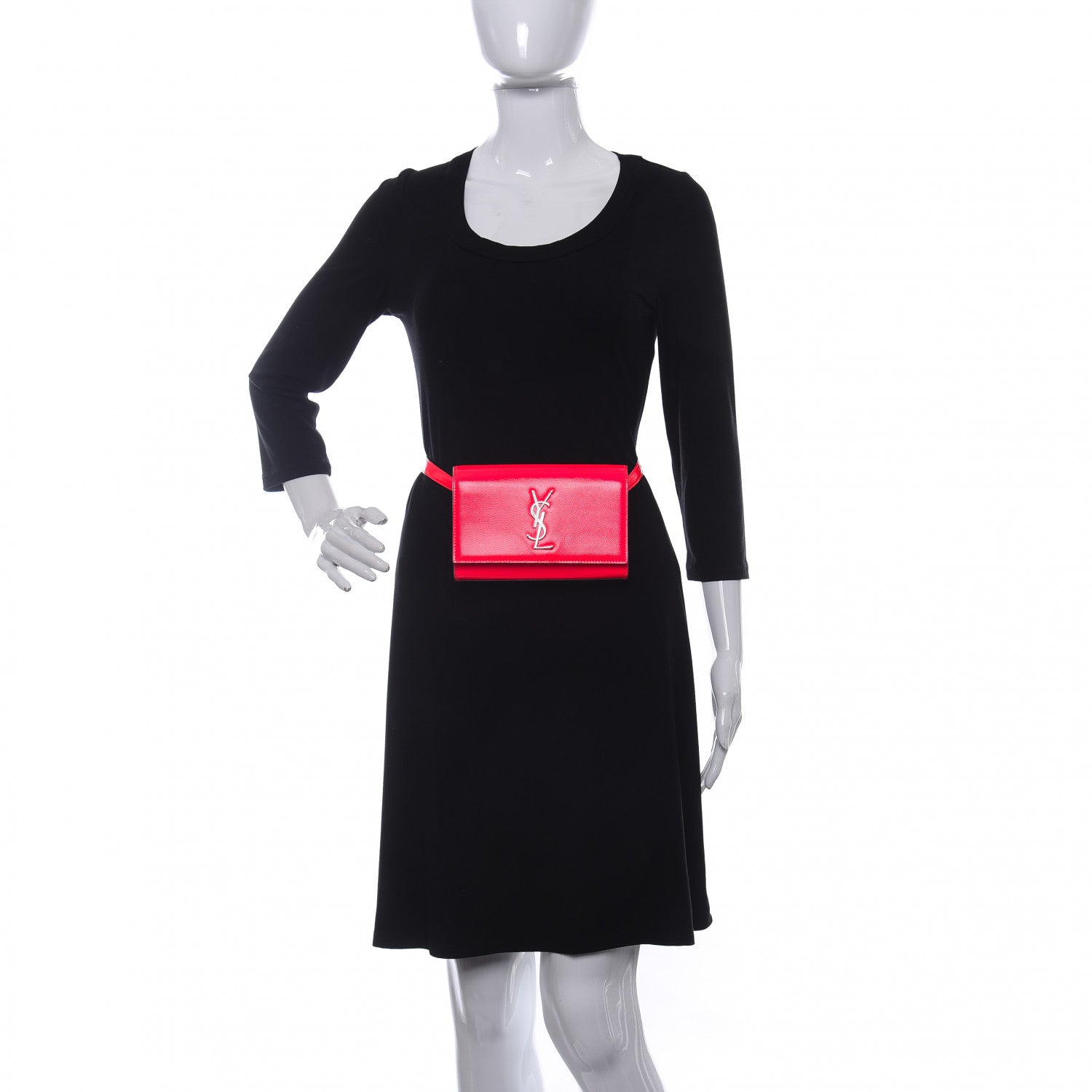 Saint Laurent Grain De Poudre Monogram Kate Belt Bag Neon Pink 2 of 8