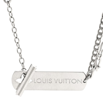 Louis Vuitton Metal Monogram Necklace Silver 4 of 5