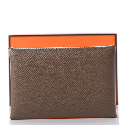 Hermes Epsom Calvi Card Case Etoupe 13 of 13