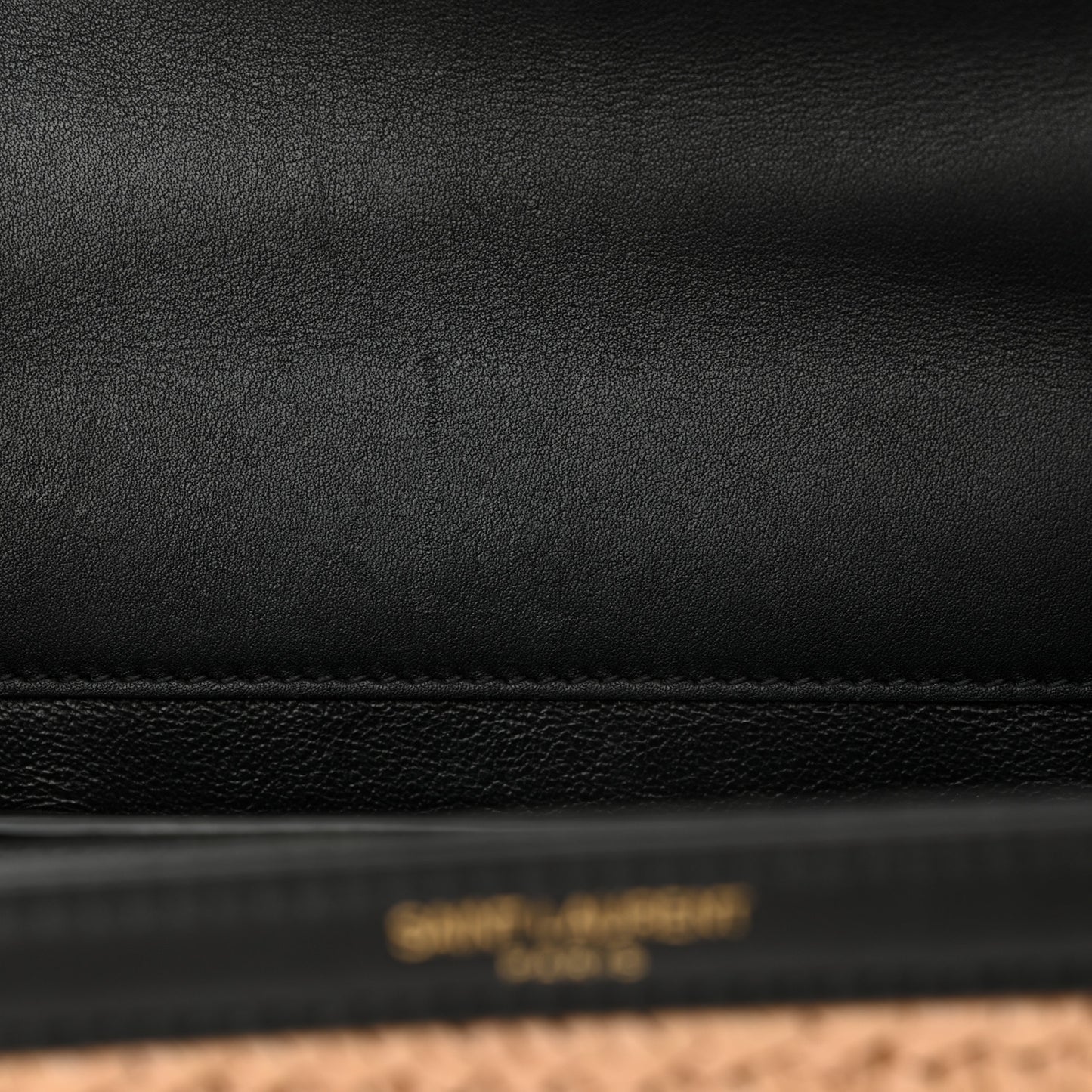 Raffia Calfskin Mini Classic Monogram Cassandra Top Handle Black Natural