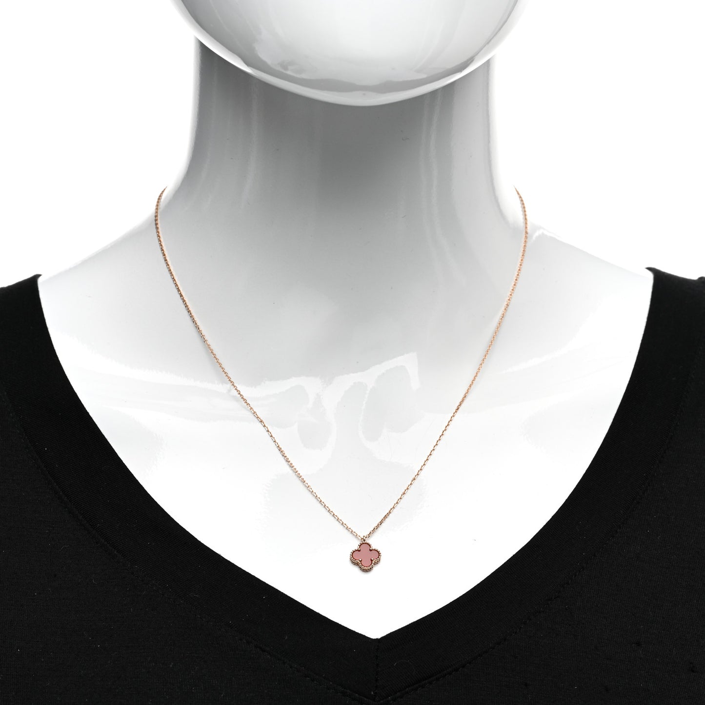 18K Rose Gold Carnelian Sweet Alhambra Pendant Necklace