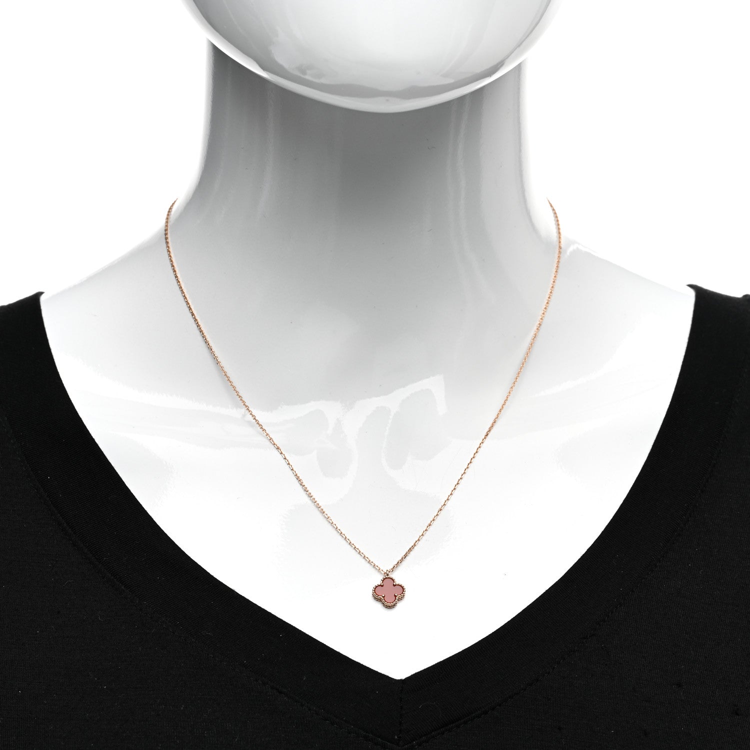 Van Cleef & Arpels 18K Rose Gold Carnelian Sweet Alhambra Pendant Necklace 2 of 5