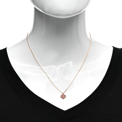 Van Cleef & Arpels 18K Rose Gold Carnelian Sweet Alhambra Pendant Necklace 2 of 5