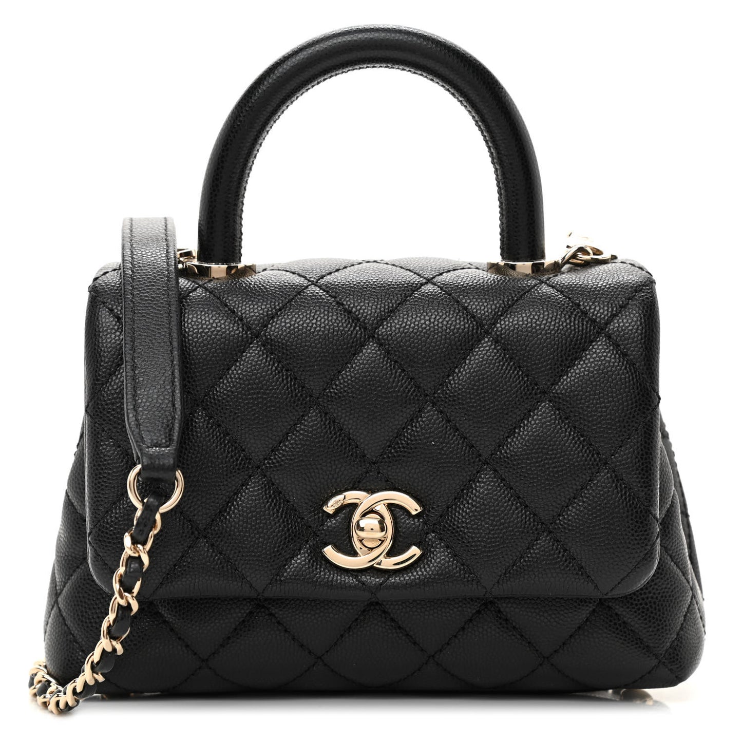 Caviar Quilted Extra Mini Coco Handle Flap Black