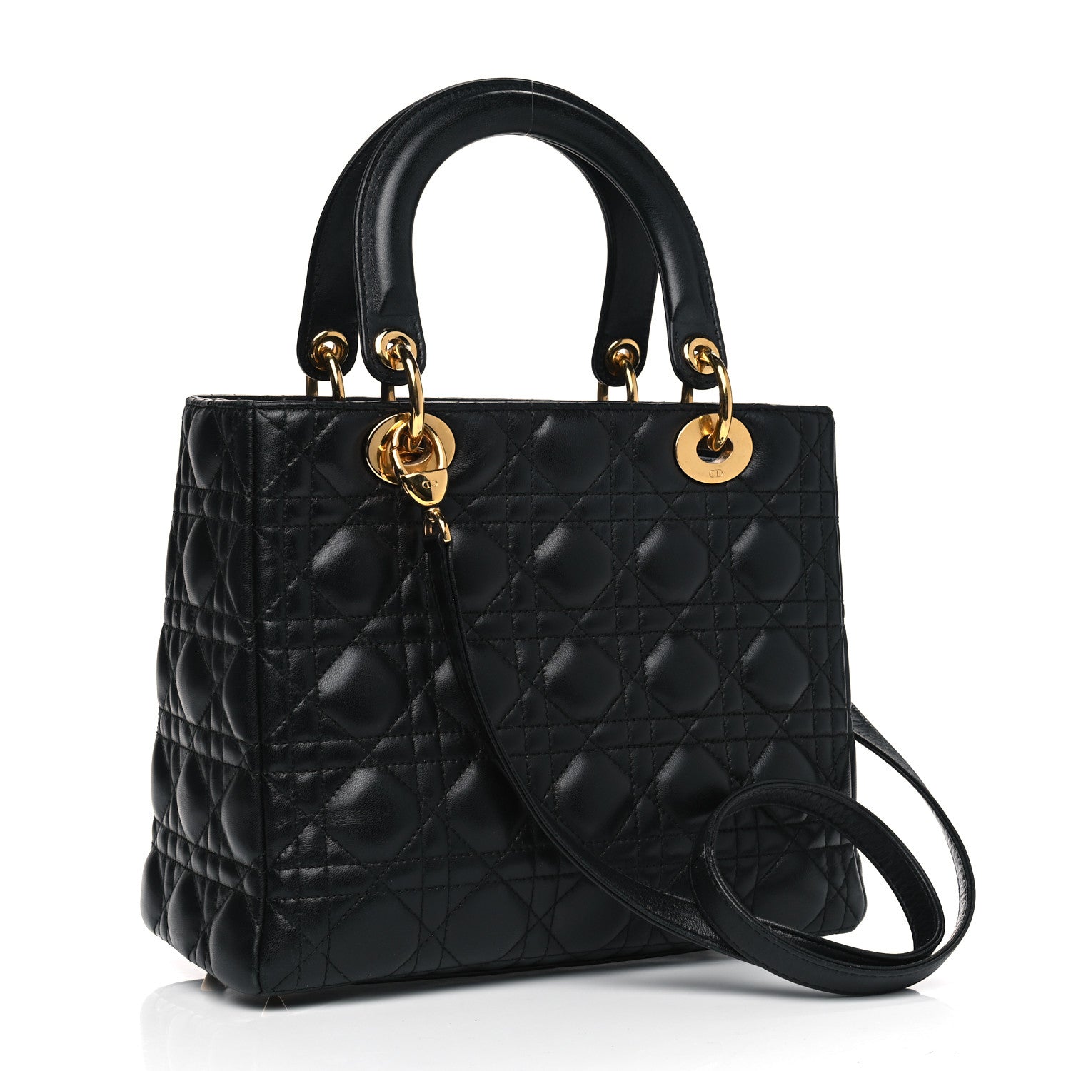Christian Dior Lambskin Cannage Medium Lady Dior Black 2 of 10