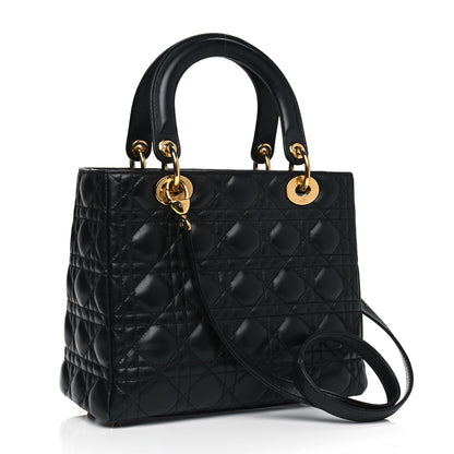 Christian Dior Lambskin Cannage Medium Lady Dior Black 2 of 10