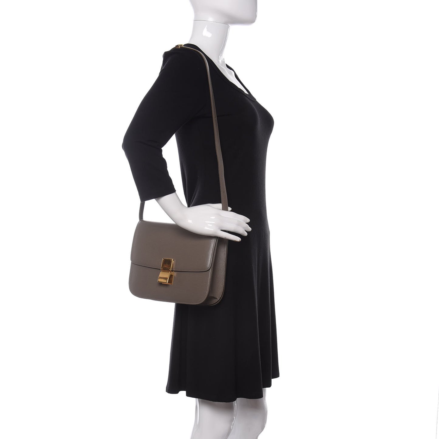 Liege Calfskin Medium Classic Box Flap Bag Souris