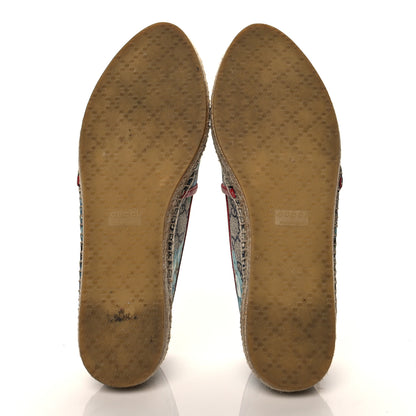 Gucci GG Supreme Monogram Blooms Espadrilles 38 Beige Blue Navy Hibiscus Red 5 of 10