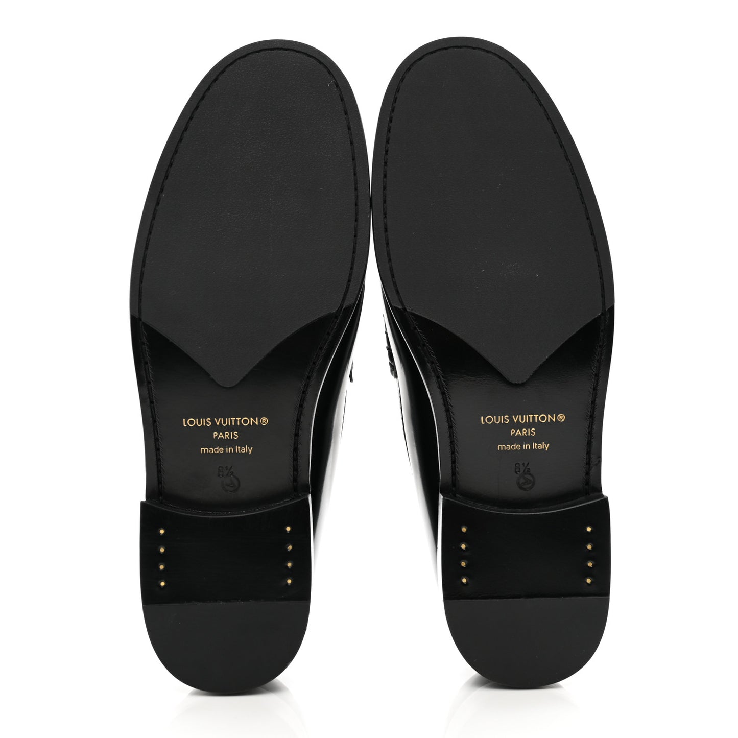 Glazed Calfskin Mens Louis Loafers 8.5 Black