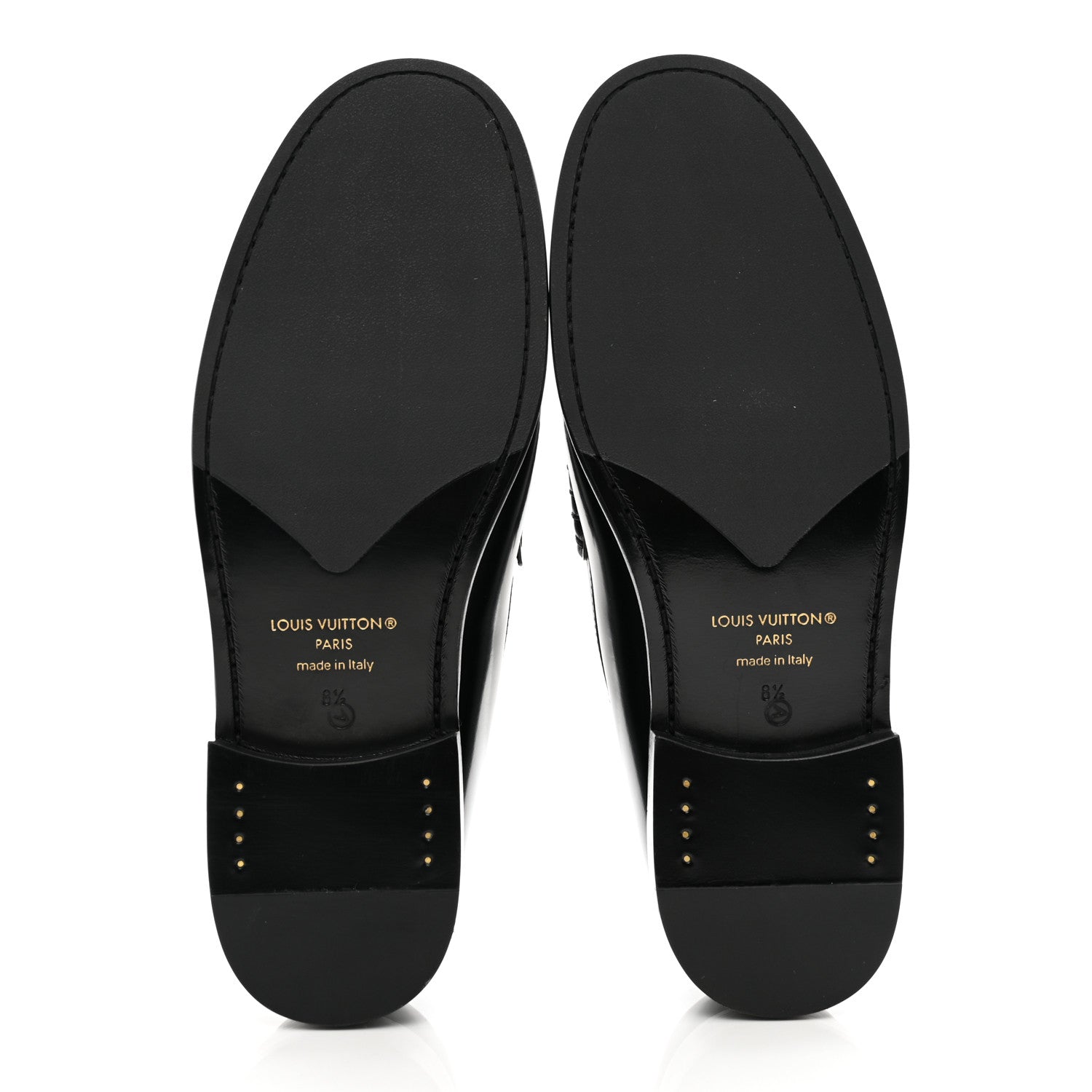 Louis Vuitton Glazed Calfskin Mens Louis Loafers 8.5 Black 5 of 8