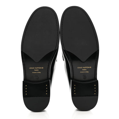 Louis Vuitton Glazed Calfskin Mens Louis Loafers 8.5 Black 5 of 8