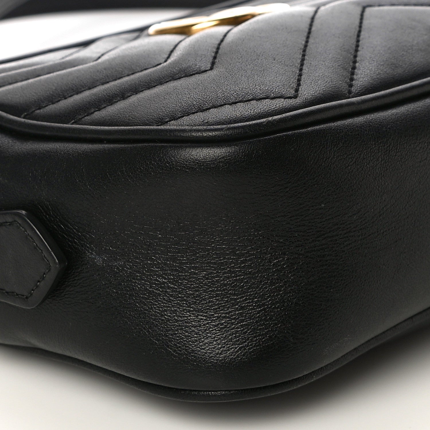 Gucci Calfskin Matelasse Mini GG Marmont Chain Shoulder Bag Black 9 of 15