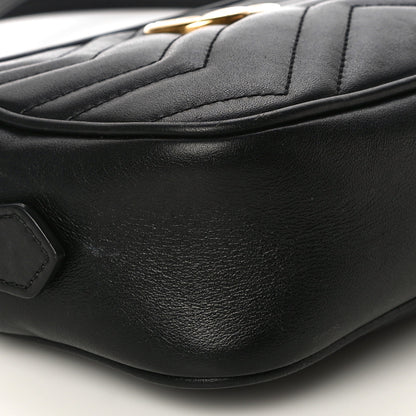 Gucci Calfskin Matelasse Mini GG Marmont Chain Shoulder Bag Black 9 of 15