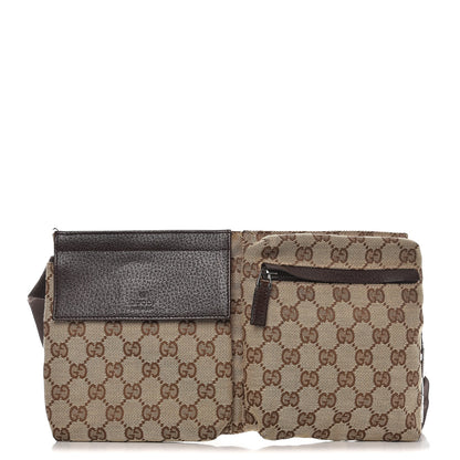 Gucci GG Monogram Double Pocket Belt Bag Dark Brown 1 of 8