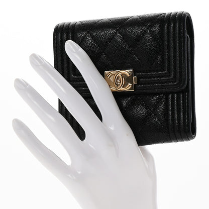 Chanel Caviar Quilted Compact Boy Wallet Black 2 of 11