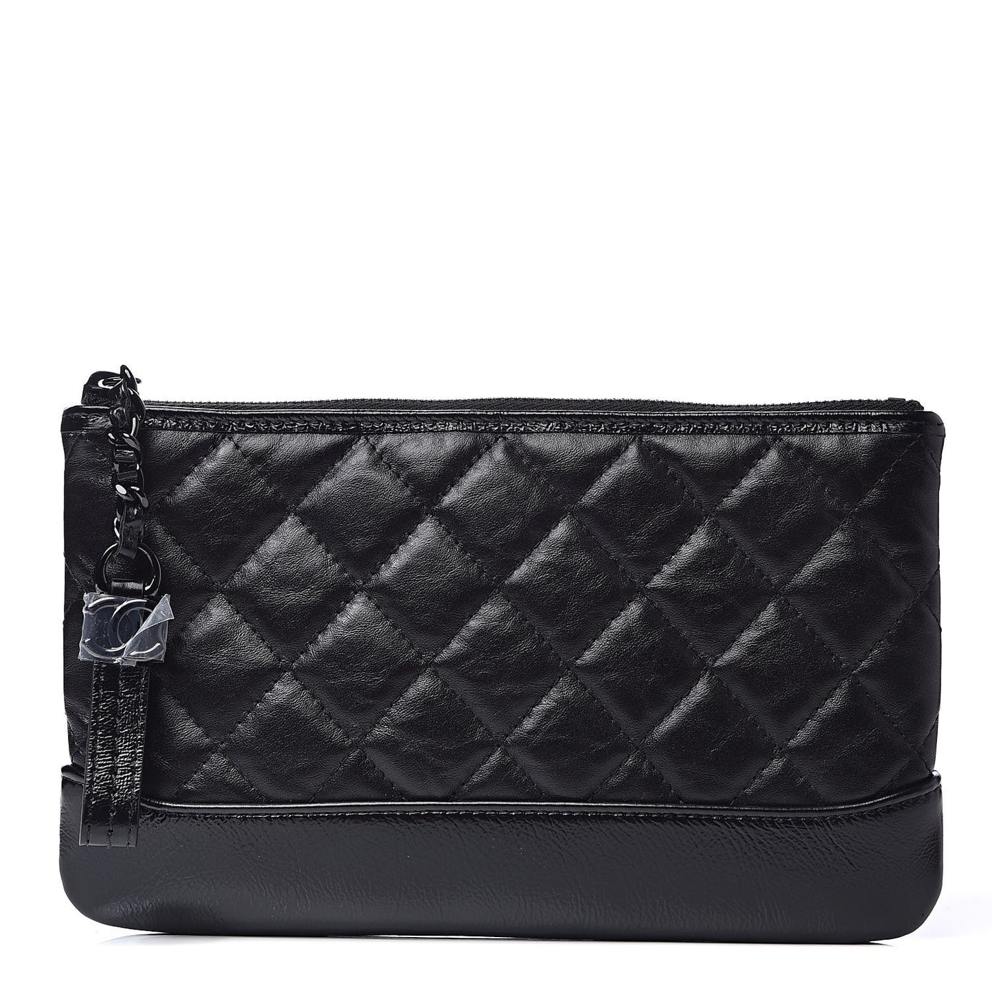 Aged Calfskin Quilted Small Gabrielle Pouch So Black