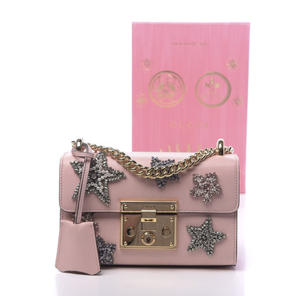 Gucci Calfskin Crystal Star Embroidered Small Padlock Shoulder Bag Perfect Pink Multicolor 11 of 11