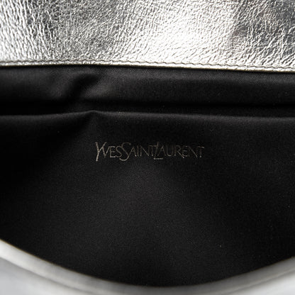 Saint Laurent Metallic Calfskin Monogram Large Belle De Jour Clutch Silver 8 of 8