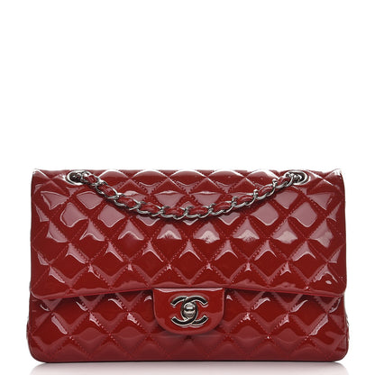 Chanel Patent Calfskin Quilted Medium Double Flap Dark Red 1 of 8