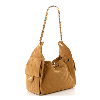 Chanel Suede Quilted Small Chanel 25 Handbag Beige 2 of 9