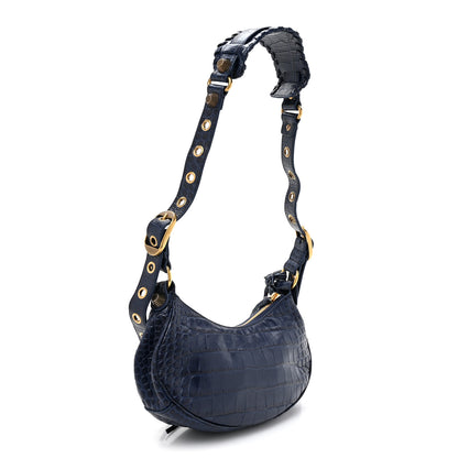 Balenciaga Extra Supple Calfskin Crocodile Embossed Le Cagole Shoulder Bag XS Indigo 4 of 13