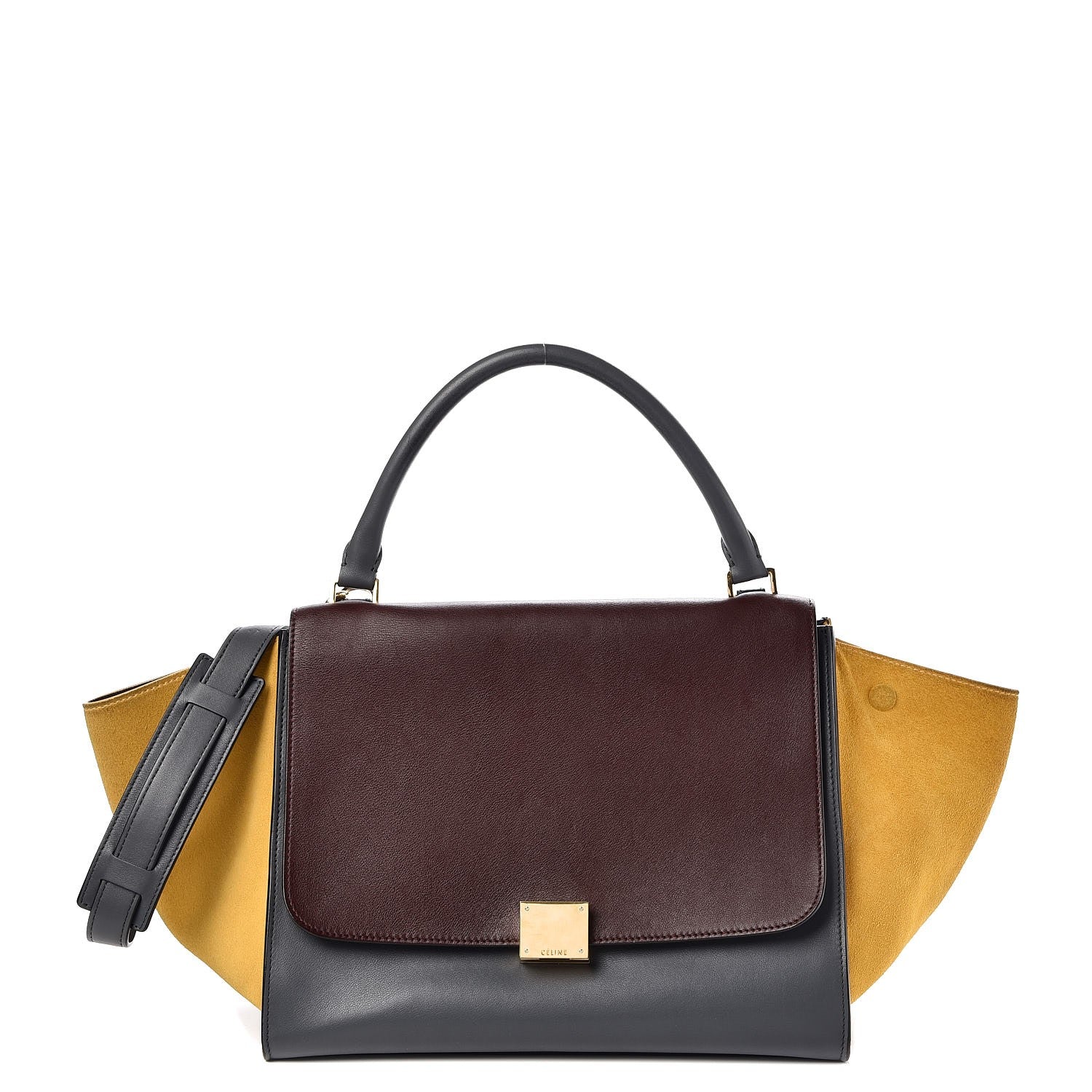 Celine Smooth Calfskin Suede Medium Tri-Color Trapeze Yellow 1 of 8