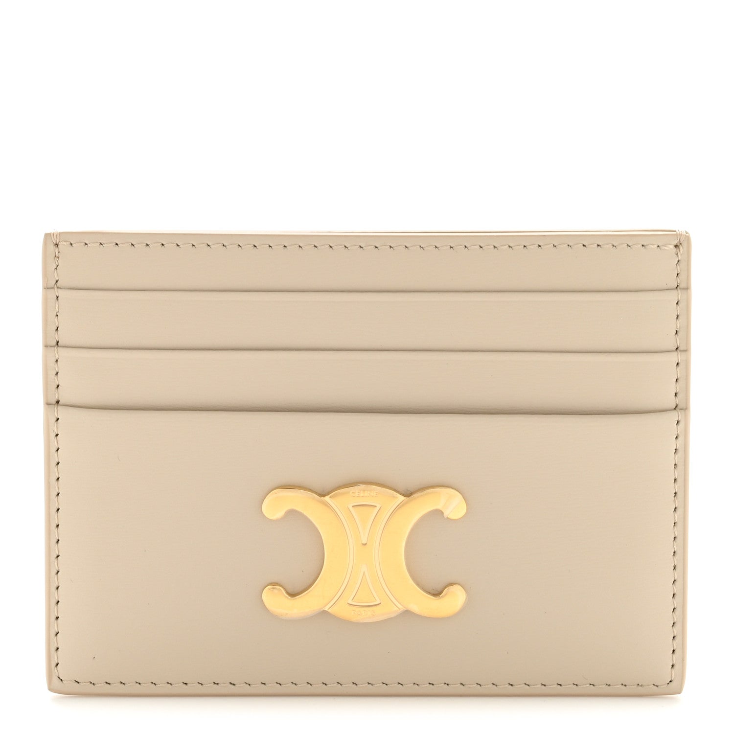 Celine Shiny Calfskin Triomphe Card Holder Pale Beige 1 of 9
