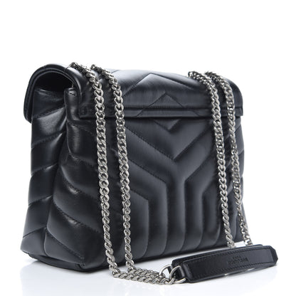 Saint Laurent Calfskin Y Quilted Monogram Small Loulou Chain Satchel Black 3 of 7
