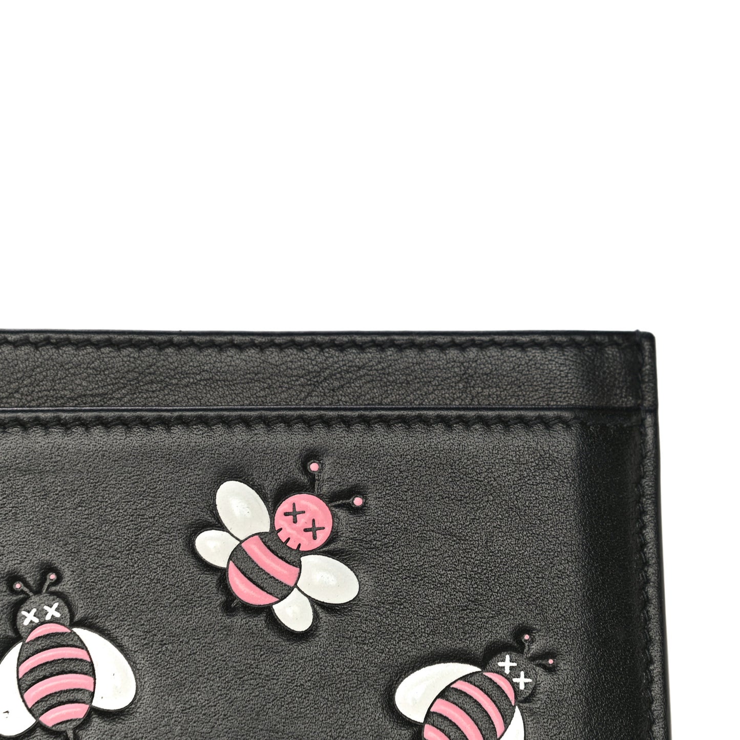 x KAWS Calfskin Bee Card Holder Pink Black