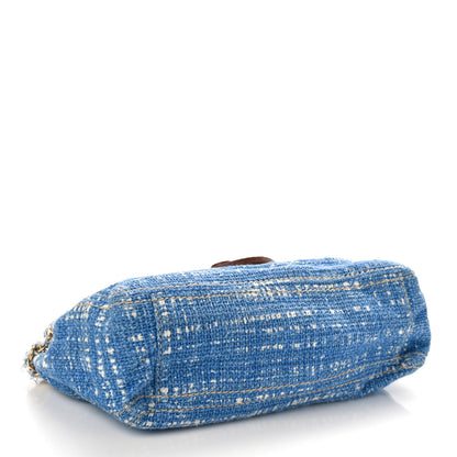 Prada Tweed Medium Shoulder Bag Blue 4 of 11
