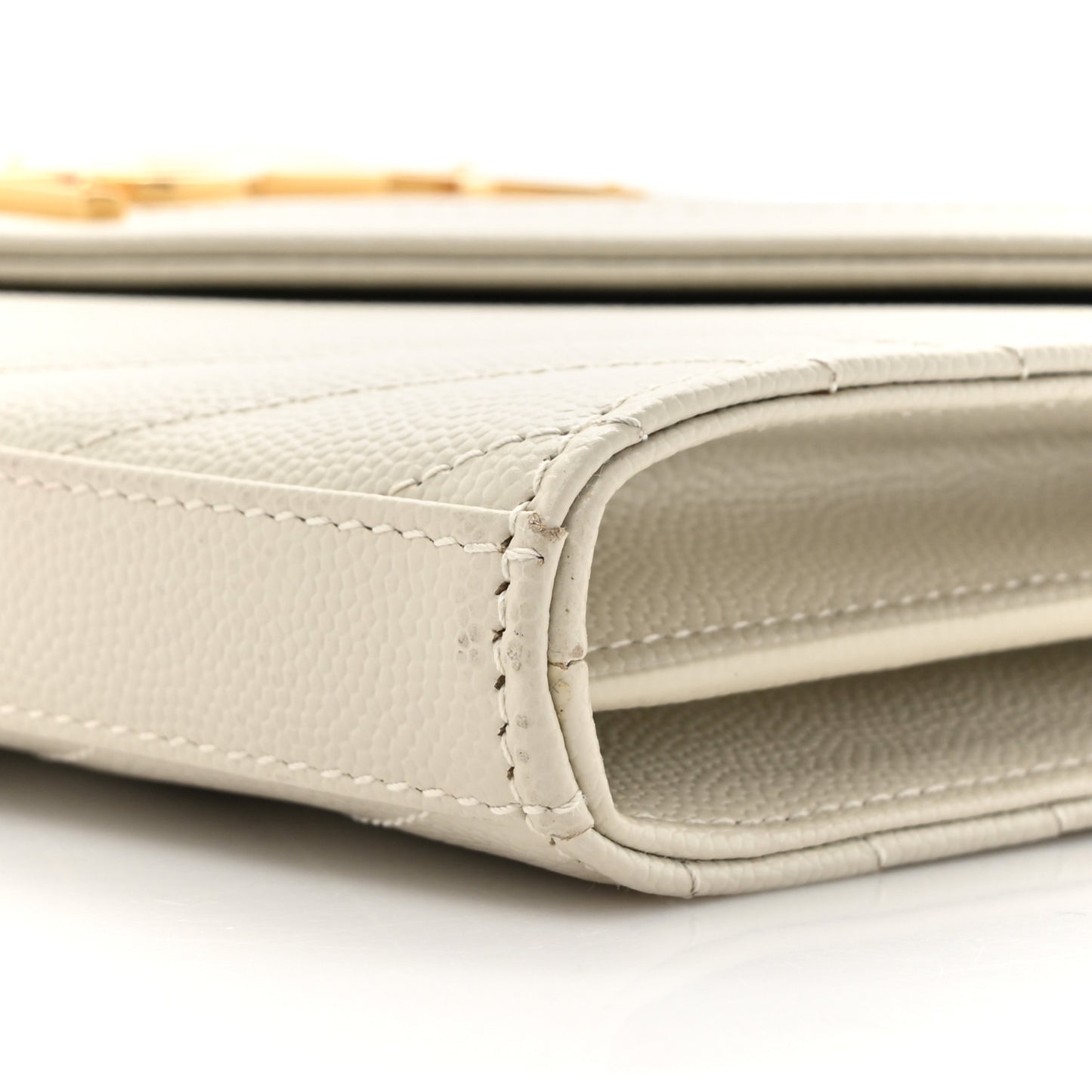 Grain De Poudre Matelasse Chevron Monogram Chain Wallet Crema Soft