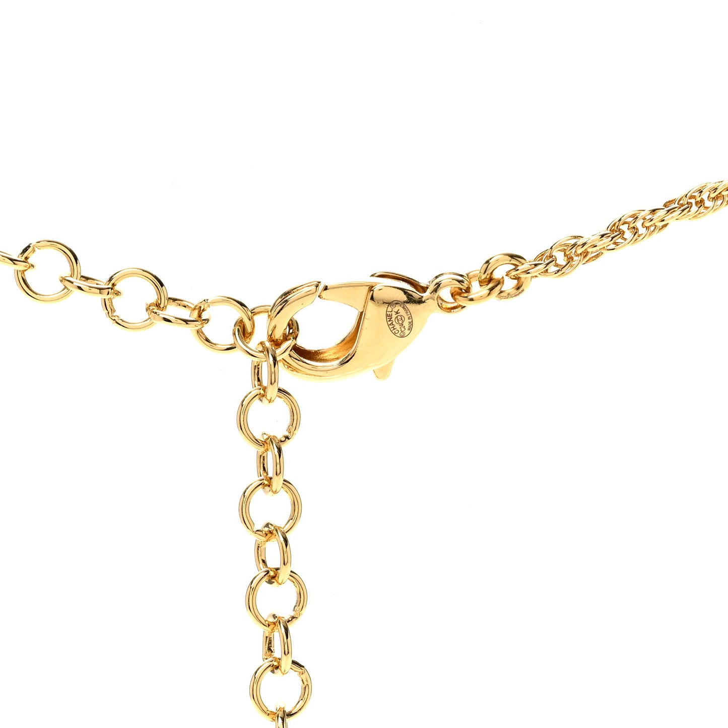 Crystal Beaded CC Heart Long Necklace Gold Black
