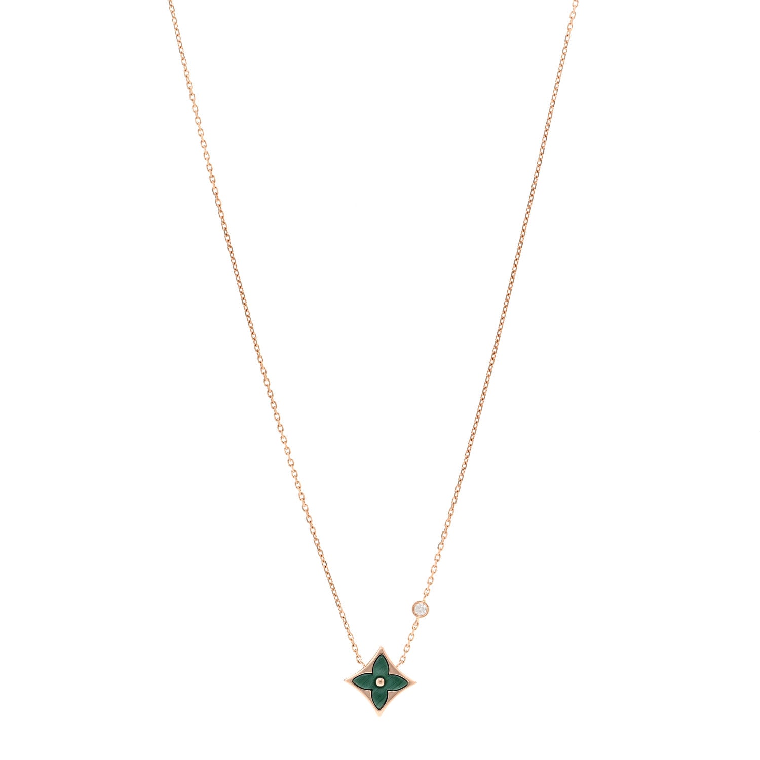 Louis Vuitton 18K Pink Gold Diamond Malachite Color Blossom BB Star Pendant Necklace 1 of 5