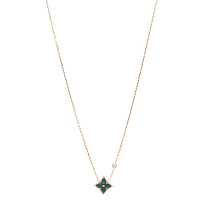 Louis Vuitton 18K Pink Gold Diamond Malachite Color Blossom BB Star Pendant Necklace 1 of 5