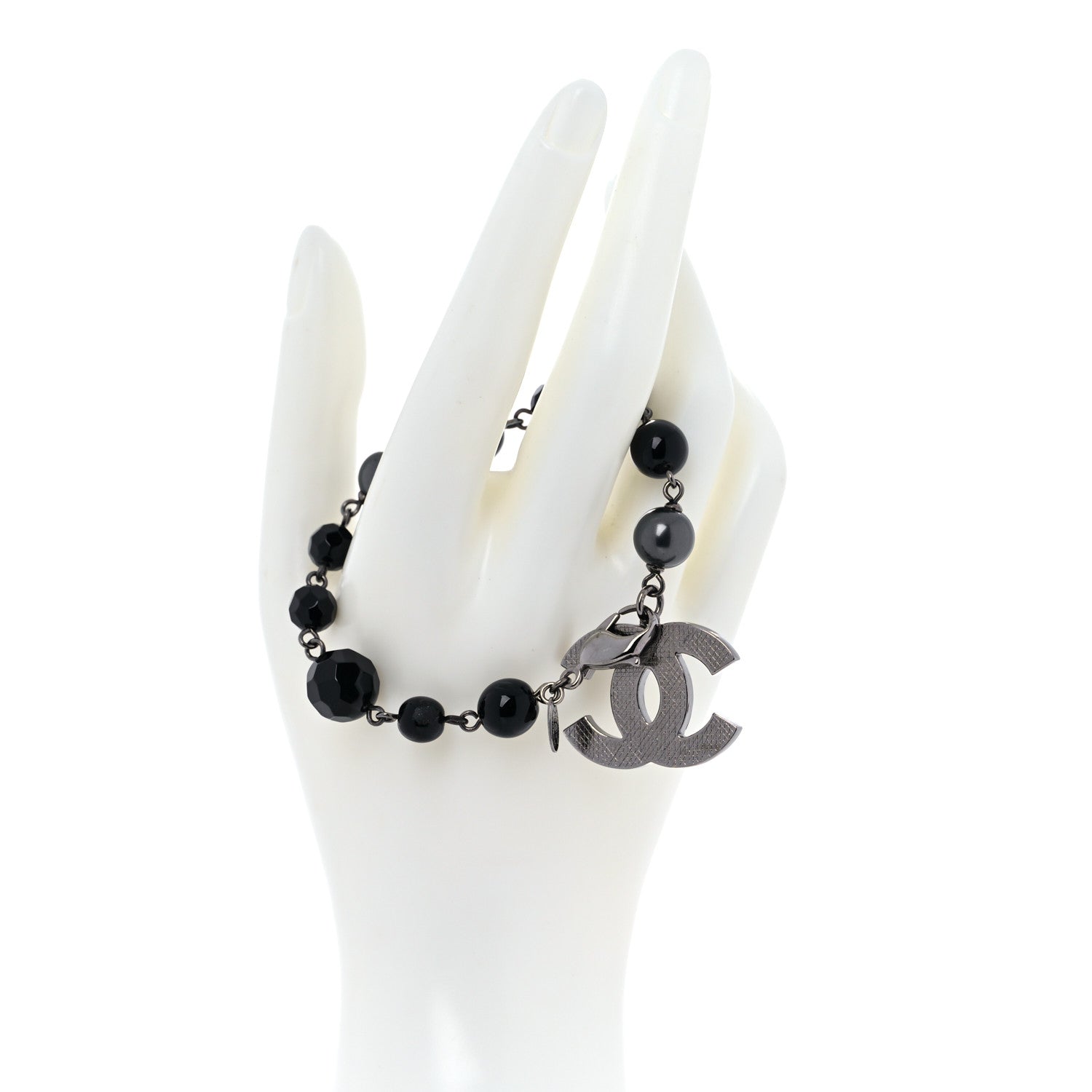Chanel Pearl Beaded CC Bracelet Black 2 of 6