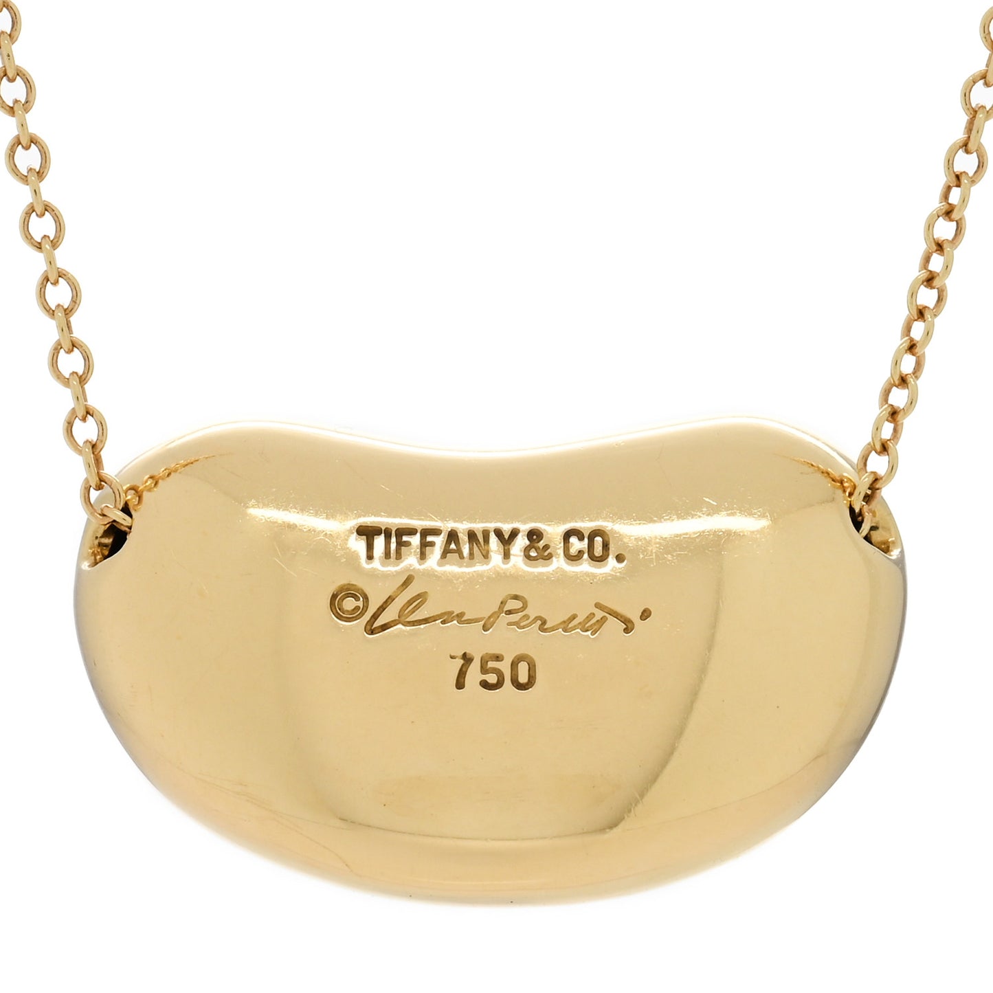 18K Yellow Gold 20mm Elsa Peretti Bean Pendant Necklace