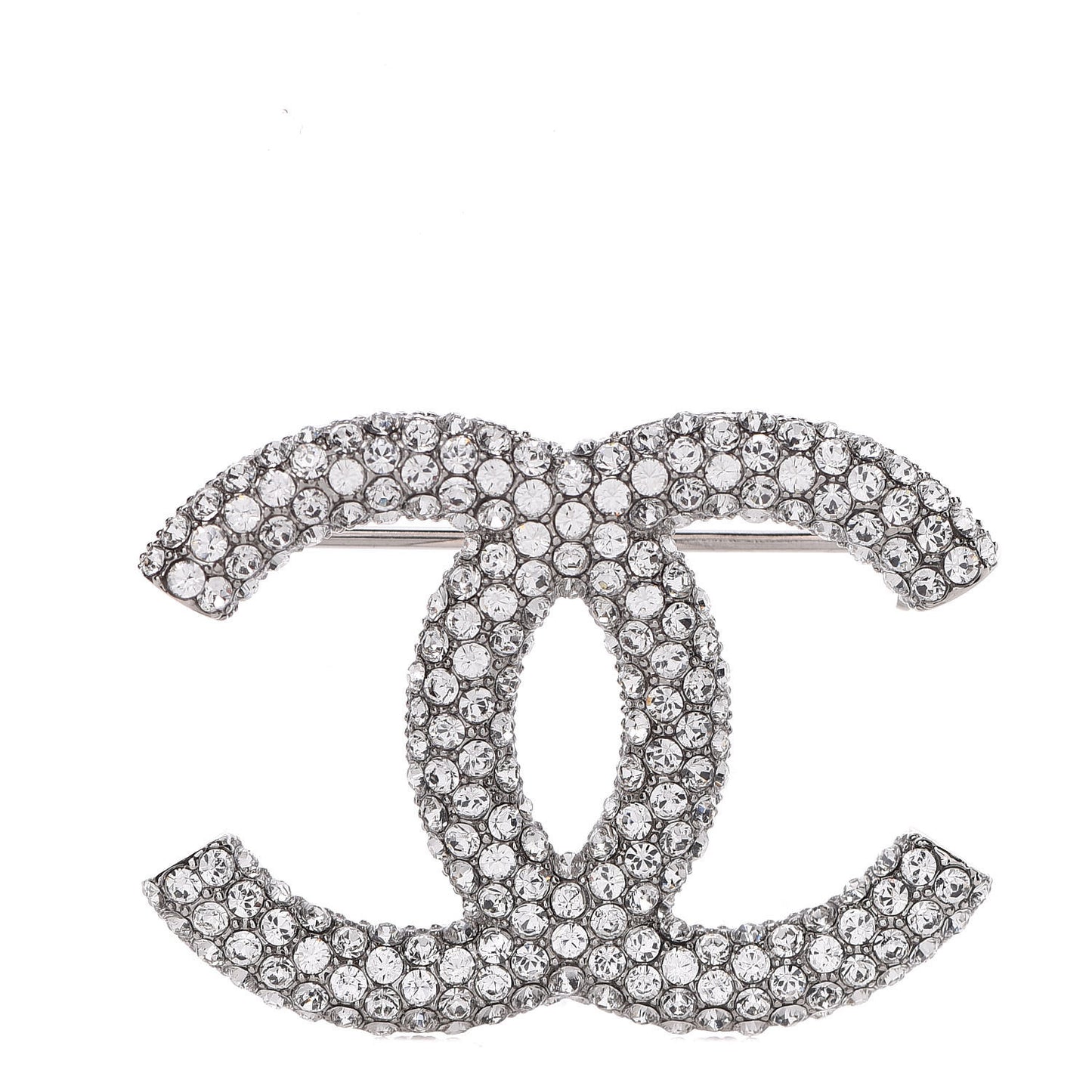 Crystal Large CC Brooch Silver