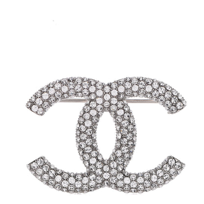 Chanel Crystal Large CC Brooch Silver 1 of 4
