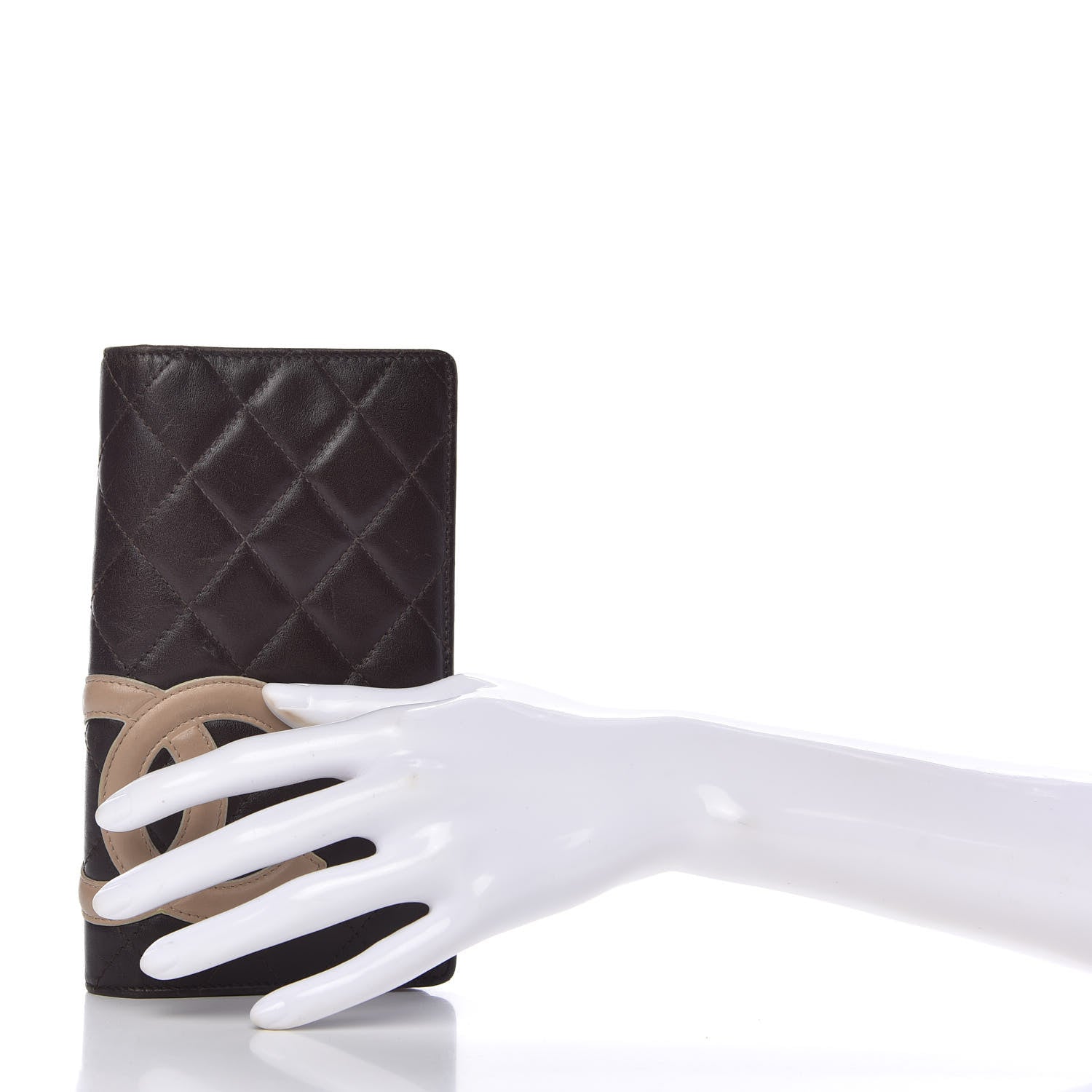 Chanel Calfskin Quilted Cambon Yen Wallet Brown Beige 2 of 7