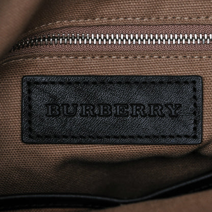 Burberry Grainy Calfskin Canvas Mega Check Medium Ashby Hobo Black 6 of 8