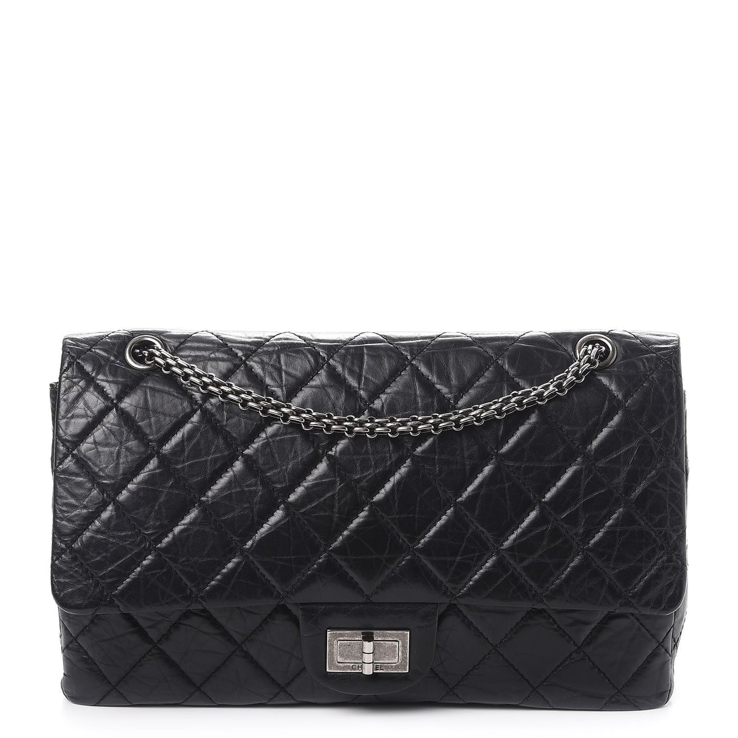 Aged Calfskin Quilted 2.55 Reissue 227 Flap Black