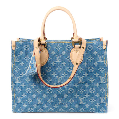 Louis Vuitton Monogram Denim Onthego MM Blue 1 of 9