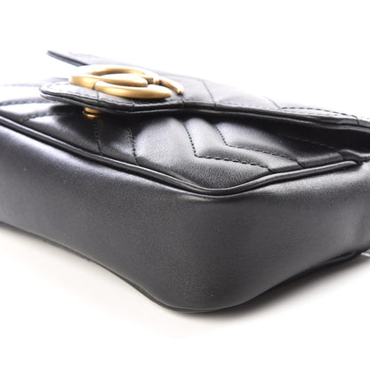 Gucci Calfskin Matelasse Super Mini GG Marmont Shoulder Bag Black 6 of 9