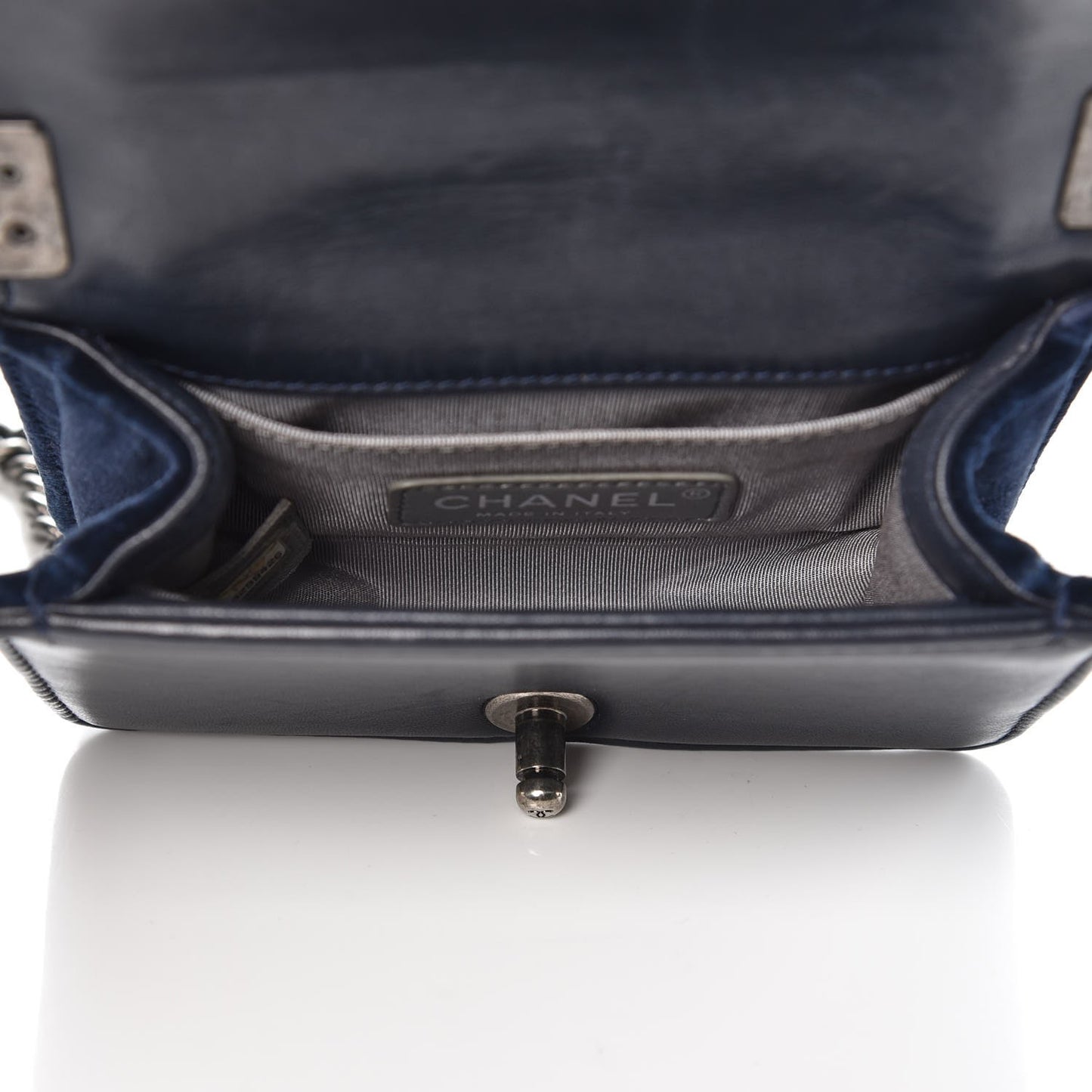 Velvet Quilted Mini Boy Flap Navy