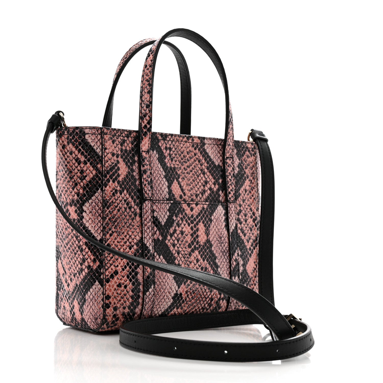 MCM Snakeskin Embossed Mini Toni Shopper Tote Blush Pink 3 of 13