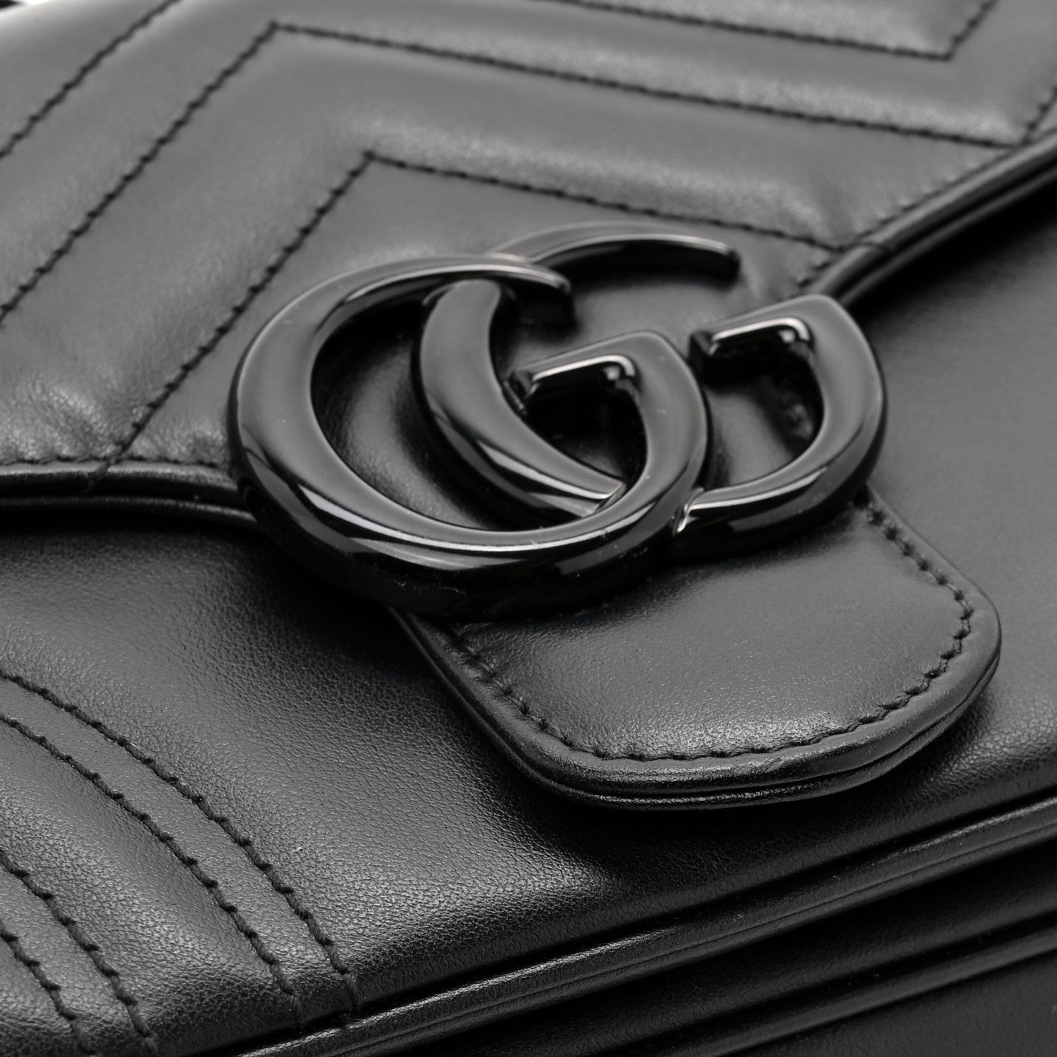 Gucci Calfskin Matelasse Monochrome GG Marmont Crossbody Shoulder Bag Black 14 of 15